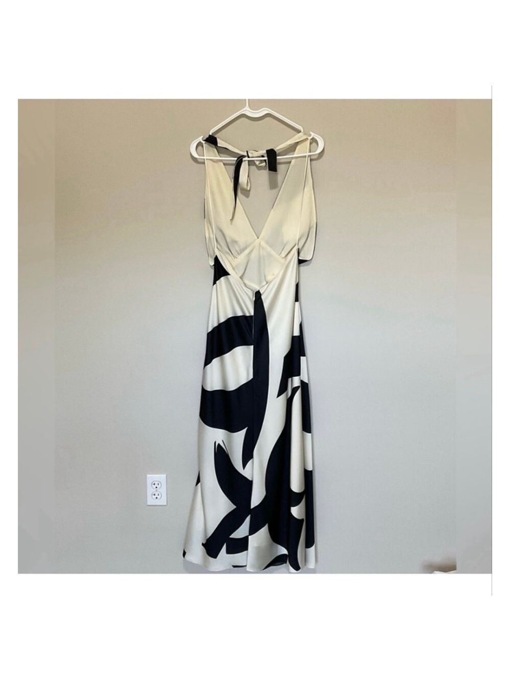 Anthropologie Bardot Citron Black Cream Abstract Halter Midi Dress - Picture 7 of 16